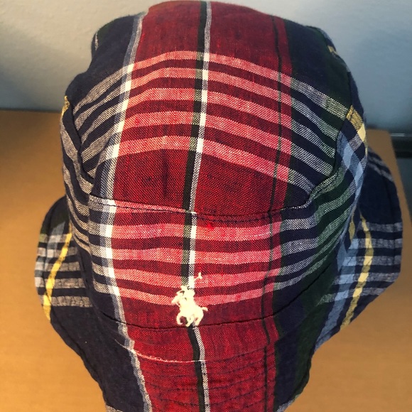 Polo Ralph Lauren Polo Club Linen Reversible Multi Plaid/Tan Bucket Hat S/M NWT - Picture 13 of 15